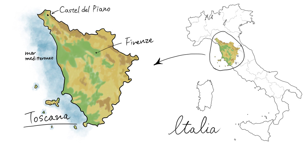 カステルデルピアーノの地図